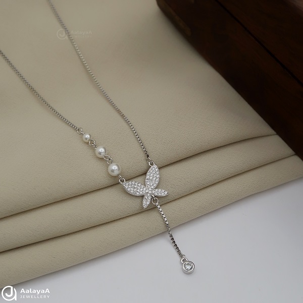 Layered Butterfly Necklace, Diamond Cubic Zirconia .925 Sterling Silve –  KesleyBoutique